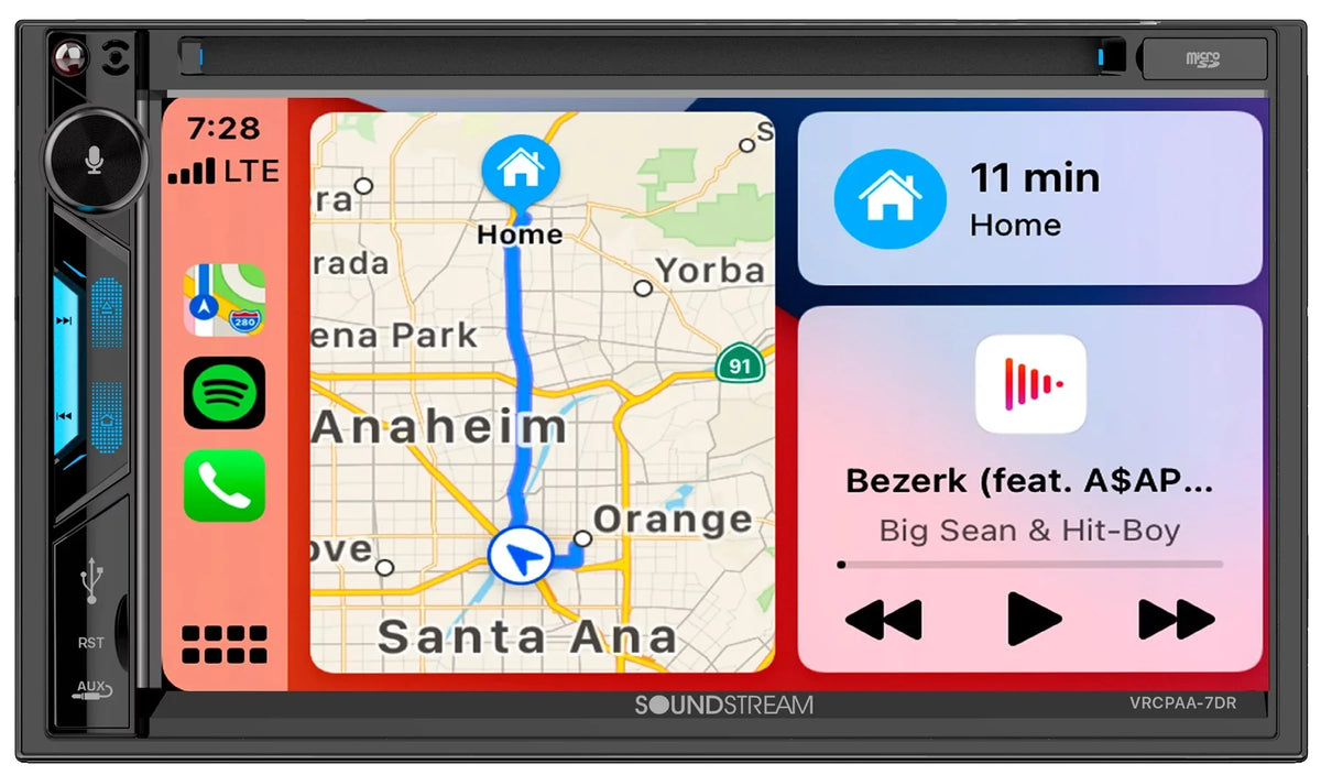 Receiver Monitor DVD 7" Soundstream AUTO+Camera w/CARPLAY/ANDROID Car VRCPAA-7DR