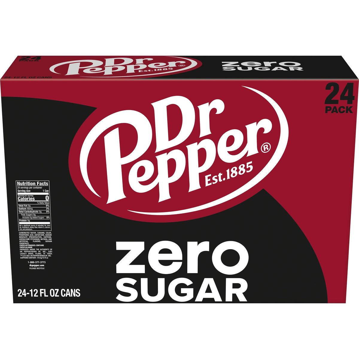 24 Soda Pepper Pack Dr Pop, oz, Cans fl Sugar Zero 12