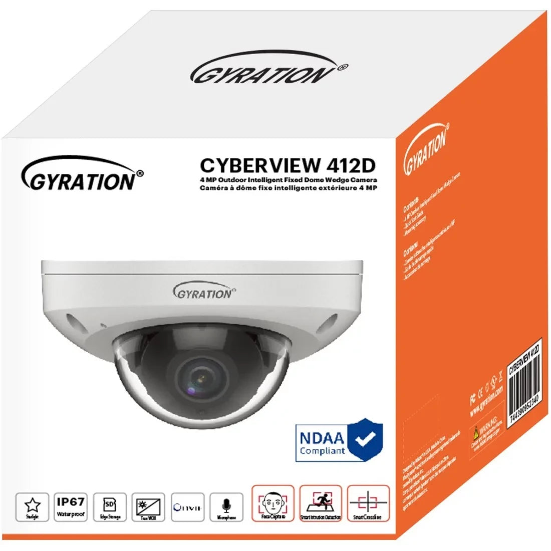 Color, Camera, Indoor/Outdoor CYBERVIEW 412D Wedge Gyration 4 HD Dome Megapixel Network