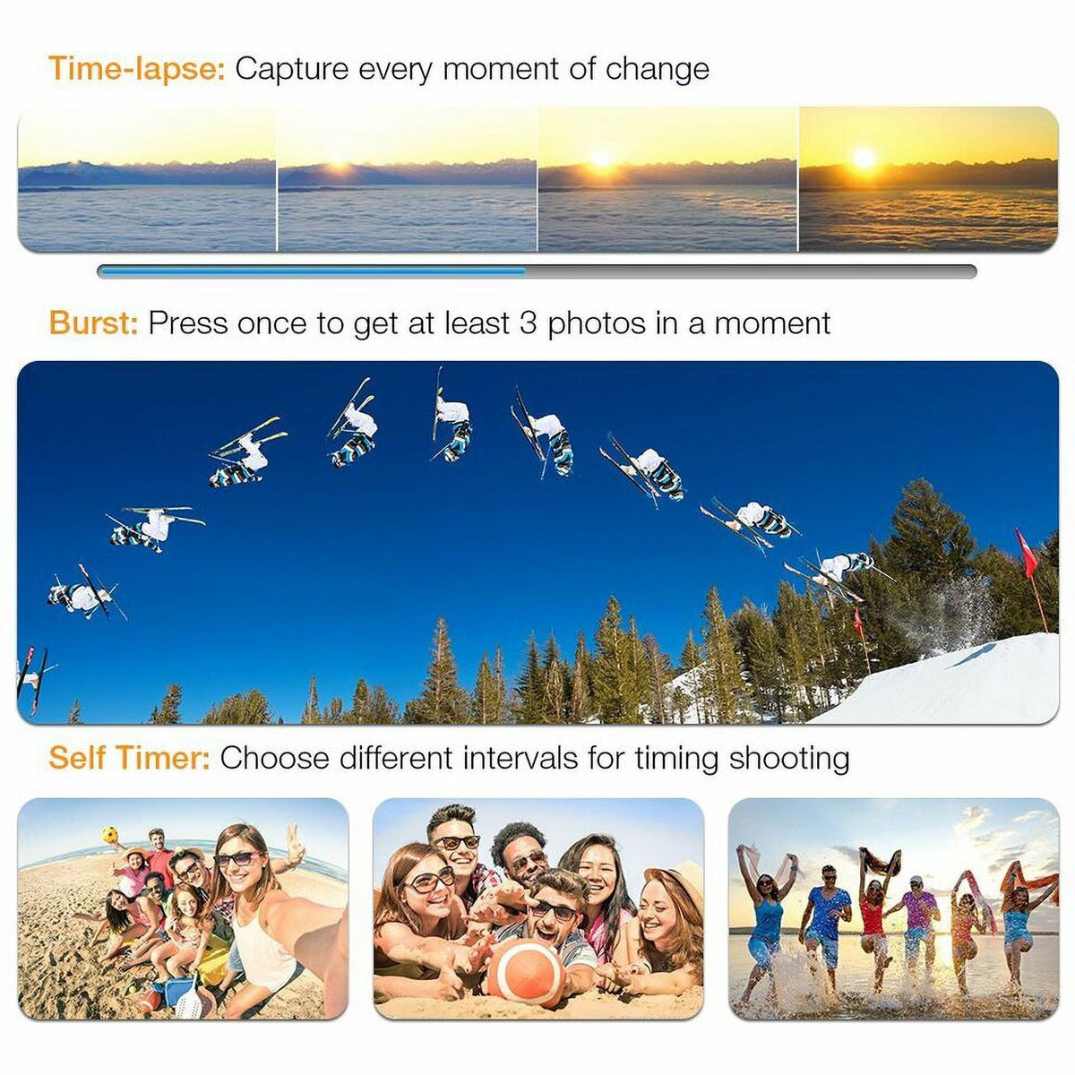 Waterproof, Card, Camera Under 1080P Included HD Action TF Case Camera Carry Battery, Sports 30M