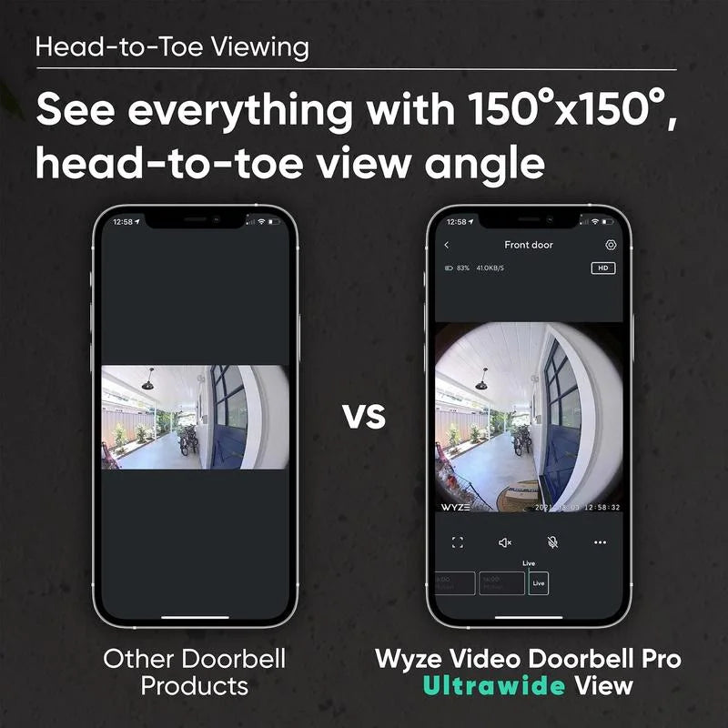 Doorbell Video Doorbell Night and Aspect — Pro Alexa Video, Wyze to Assistant Color w/ Wireless Audio, Walls, Works 2-Way QHD Battery, Ratio, w/ Camera 1:1 Sticks Adhesive Vision,