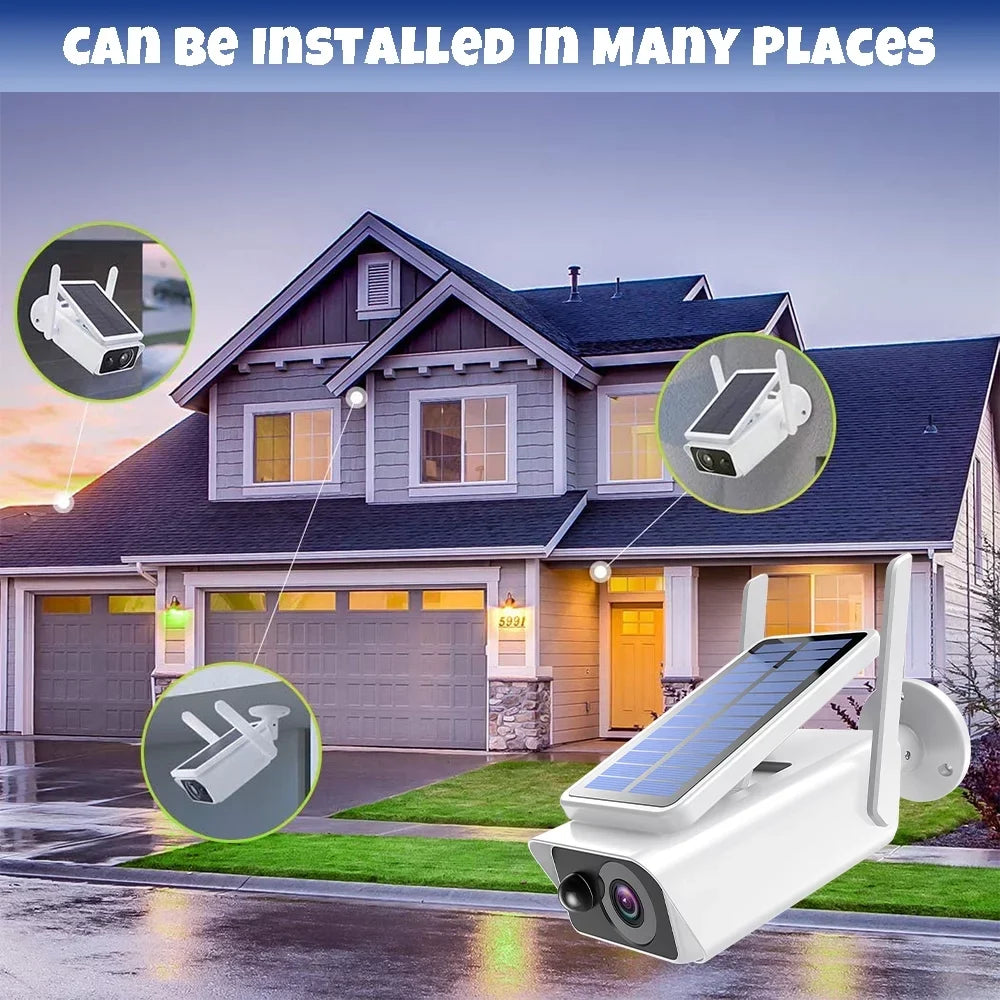 Wireless with Security Night Detection, Solar Talk, PIR Outdoor Panel, Security 2-Way Outdoor, Solar Vision,Waterproof, Cameras Camera White DFITO