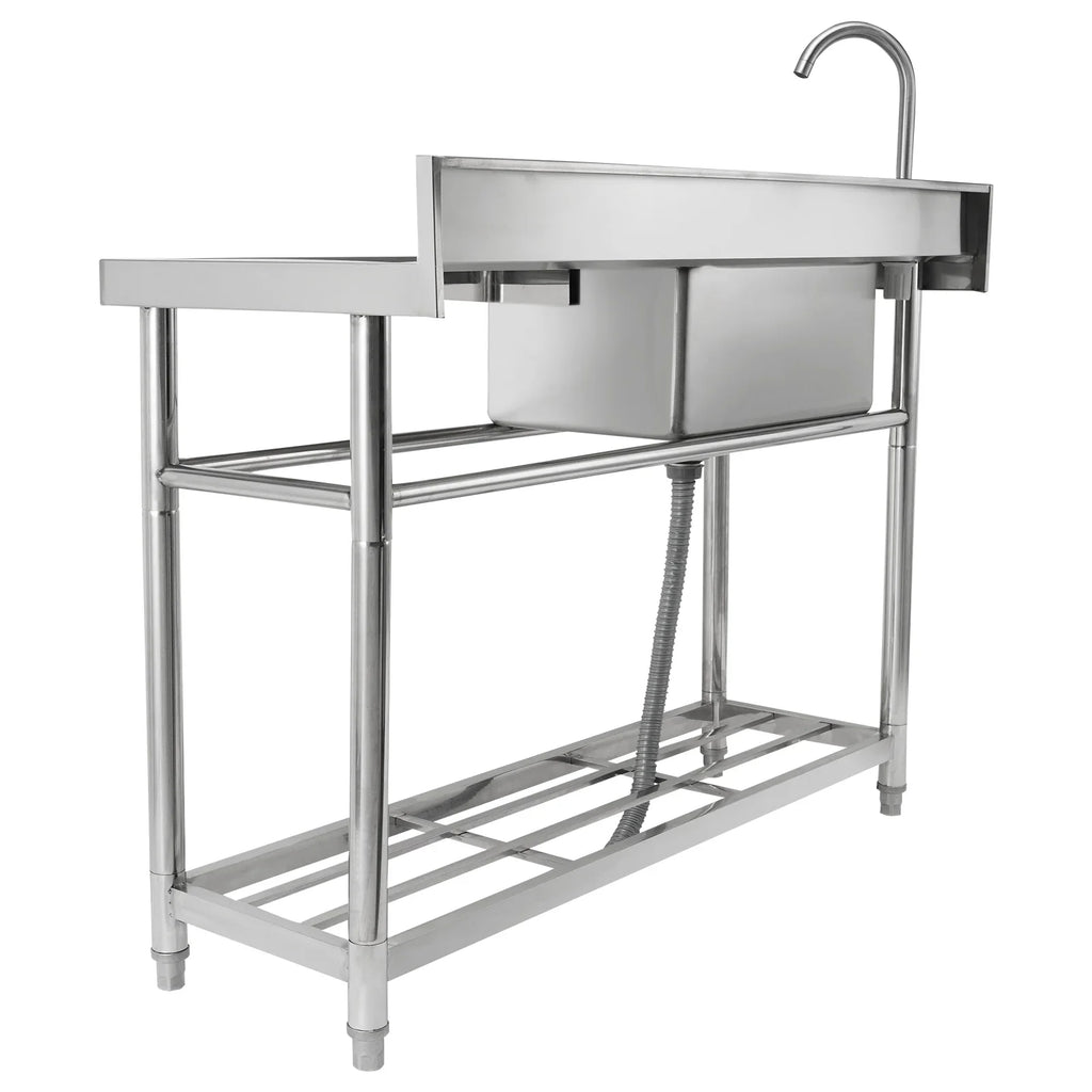 47.2x19.7x37.4 in Steel BENTISM w/Workbench Single Bowl Utility Sink Stainless