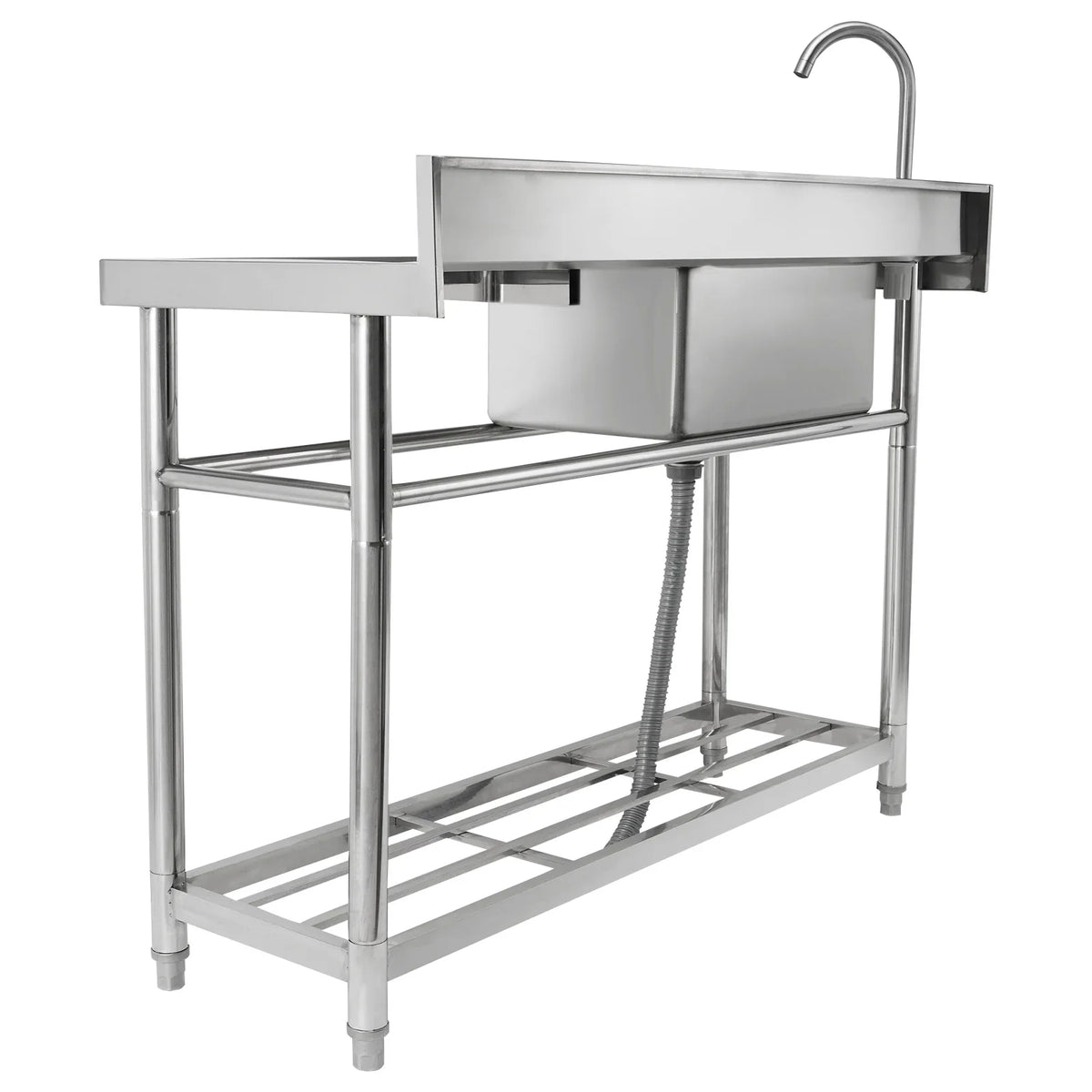 47.2x19.7x37.4 in Steel BENTISM w/Workbench Single Bowl Utility Sink Stainless