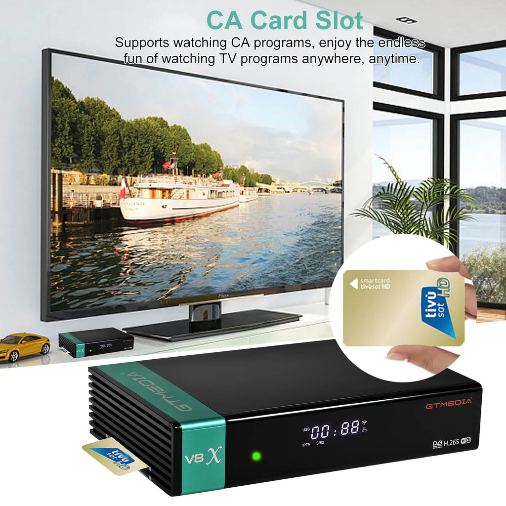 2.4G GTMEDIA Receiver, Built-in CA Card DVB-S/S2X LA Slot V8X WiFi, Signal