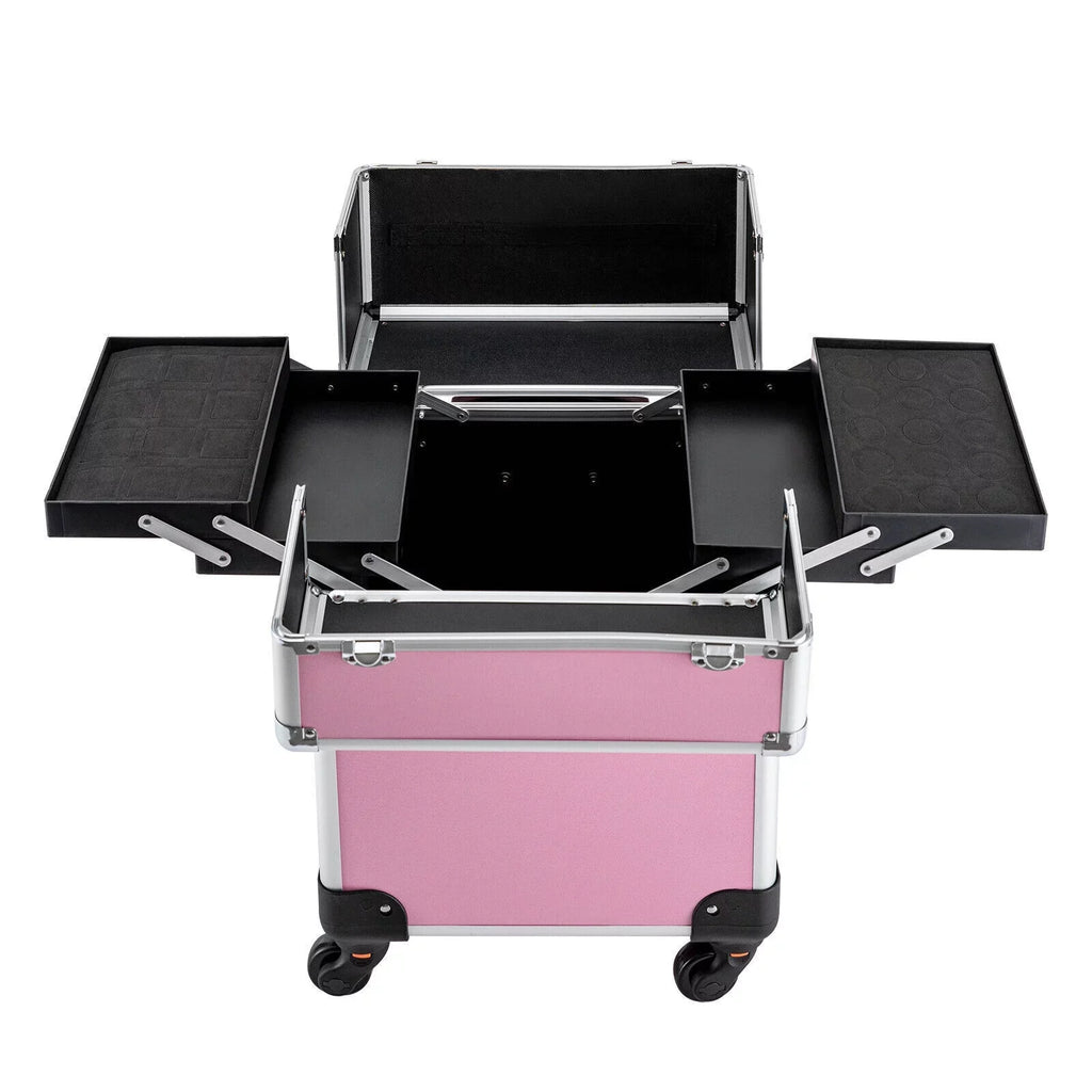 Storage Adjustable Cosmetic Travel Beauty Case for Case Professional Care Barber Miumaeov Train Salon Organizer Case Large Personal Rolling Dividers Cosmetic Makeup Trolley