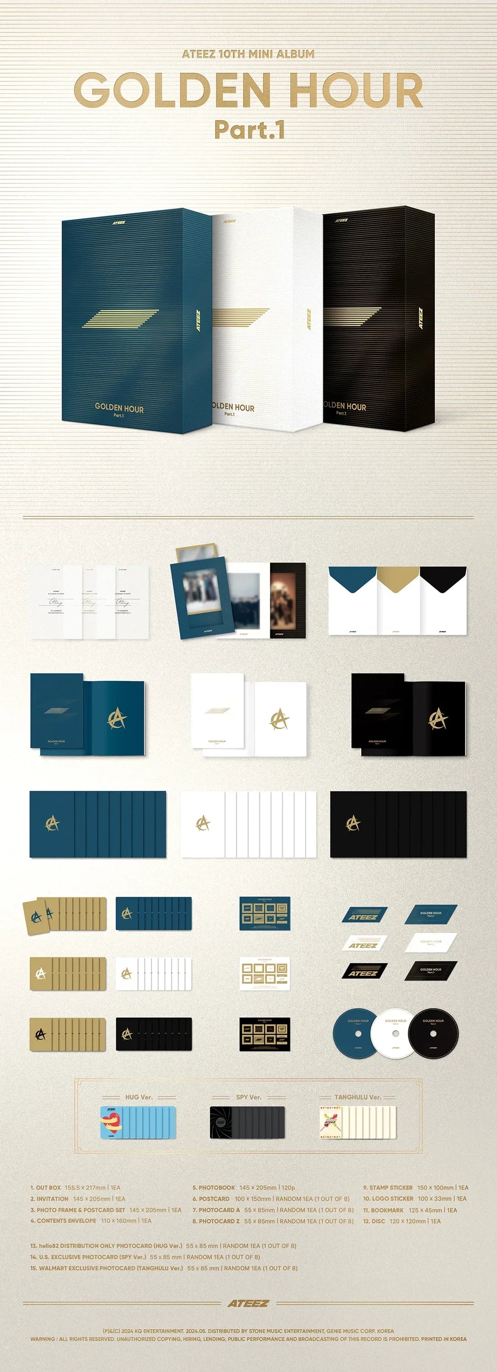 HOUR CD : (BLUE Walmart K-Pop Box PART.1 GOLDEN HOUR Set Exclusive ATEEZ - VER.)