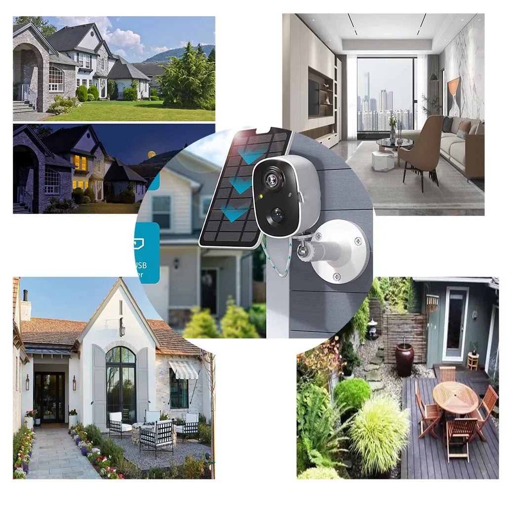 Solar Surveillance Audio, Motion WiFi Security Siren Wireless 2-Way Waterproof Powe Storage,IP65 Detection, Outdoor, Alarm,Cloud/SD Vision Color Camera Camera, Battery Night 1080P