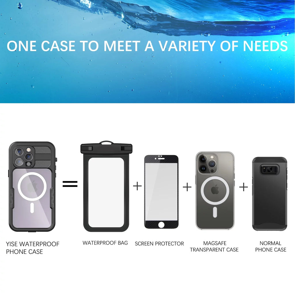 for Black 14 Pro with Built-in - Pro Protector Underwater][14FT 360][IP68 Military for 6H [Real Case Dropproof][Dustproof][Compatible Screen Waterproof, Max 6.7" iPhone MagSafe] Max iPhone 14