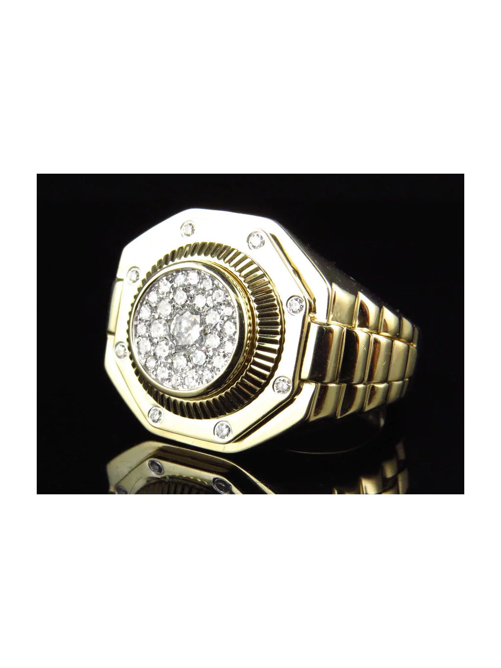 Ct) Ring Cluster Diamond Octagon Stunning (1.0 Set