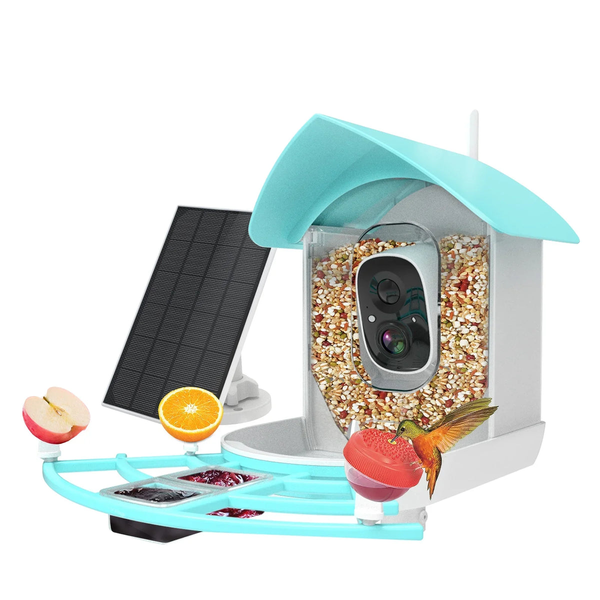Camera Powered With camera,Feeder Andoer Camera Feeder Solar With Feeder Ai Camera CameraVideo Smart Vico Surveillance Camera Wireless Wifi Pir Ai 1080p Species AppAi Deterrent Squirrel