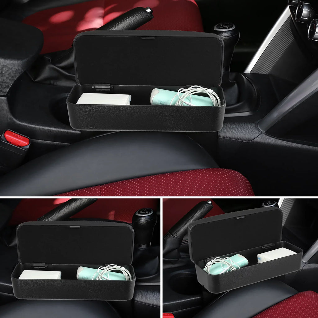 Box Gap Armrest Seat Line Black Armrest Box Center PU Adjustable Storage Leather Car Black Organizer with Armrest
