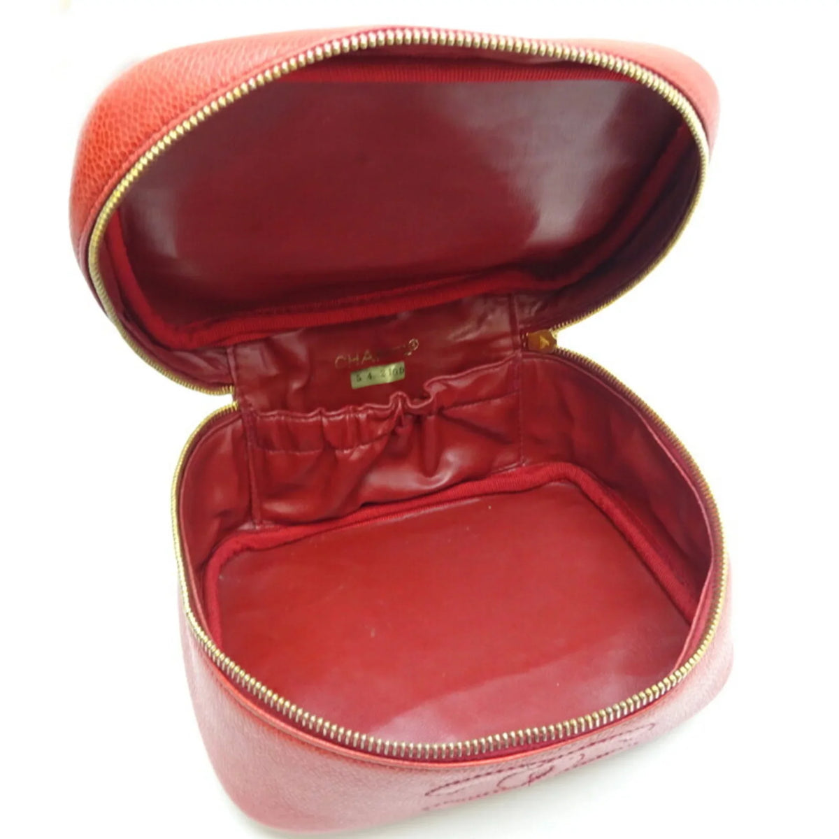 Ladies Handbag (Good) Caviar Vanity Bag Red Pre-Owned Skin
