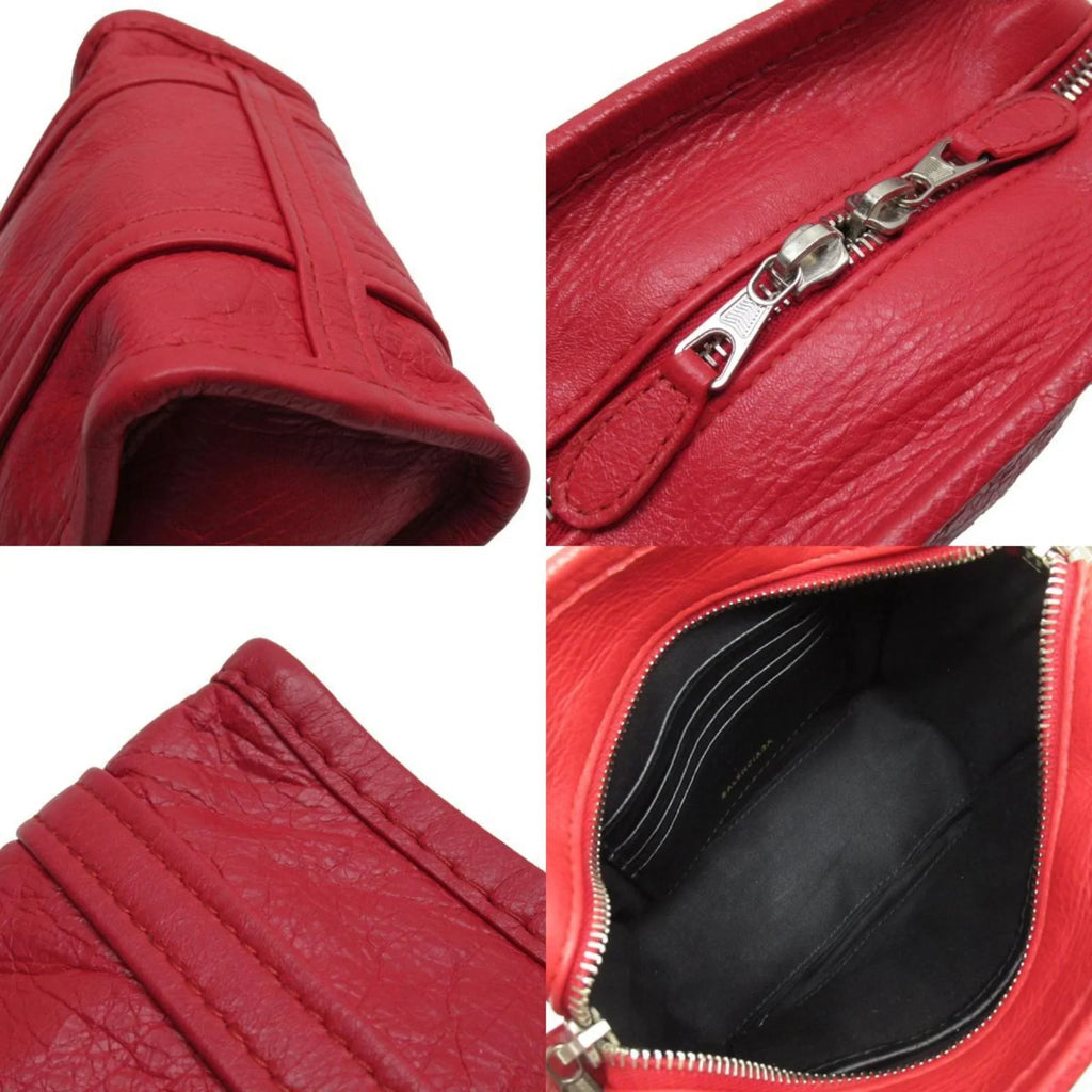 Red (Good) Shoulder Leather Ladies Pre-Owned Bazaar Handbag Bag BALENCIAGA XXS Shopper Silver