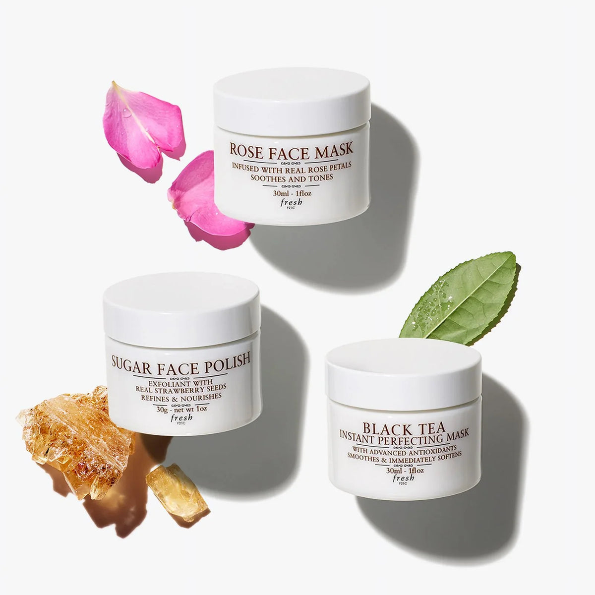 Facial Mask, (Gift Antioxidants Face Fresh Rose Gift Masks: Pack) Black Face Advanced Polish, 3 Set, Essentials Face Set, *EN Tea, Sugar Mask