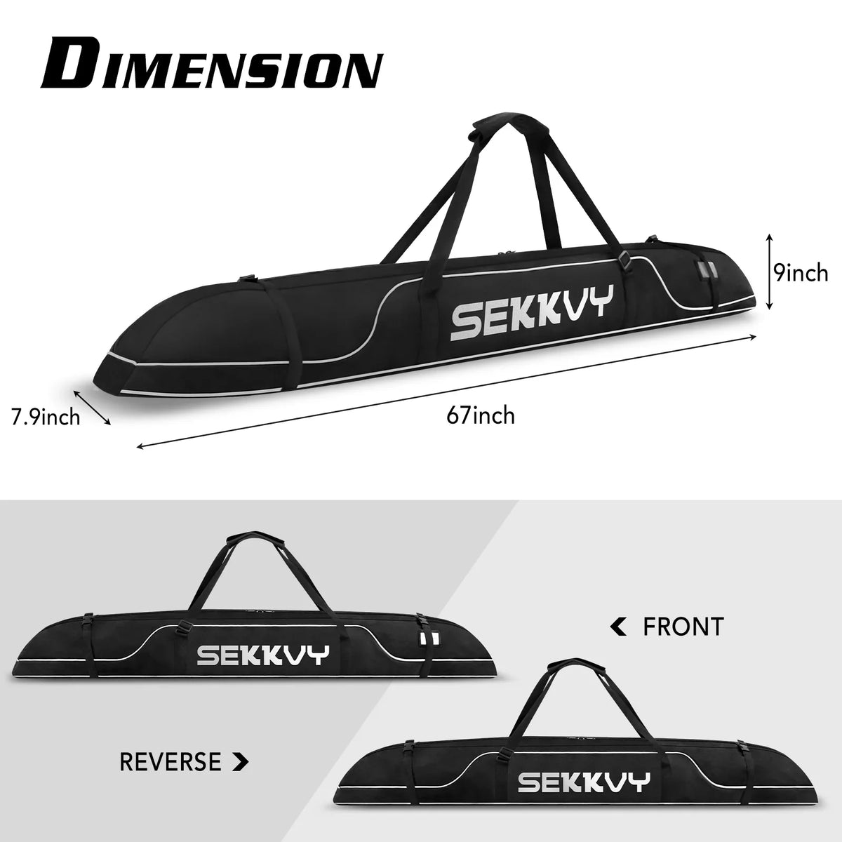 and Ski Bag Outdoor 600D Travel Ski for 170CM/67IN Single Waterproof Travel Bag Snowboard Bag Shoulder Ski, black Cloth Transport, Strap Adjustable Oxford Camping