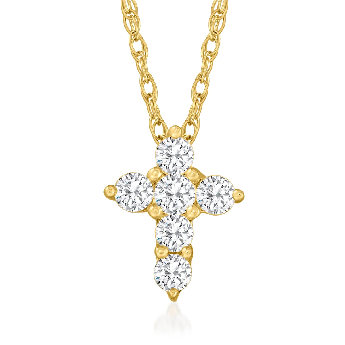 Cross Diamond 0.10 Adult in Pendant Women's, 10kt t.w. Canaria Gold, Yellow Necklace ct.