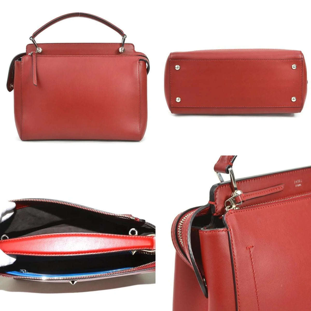 com e55932a ladies Fendi bag leather shoulder red dot (Good) FENDI handbag silver Pre-Owned