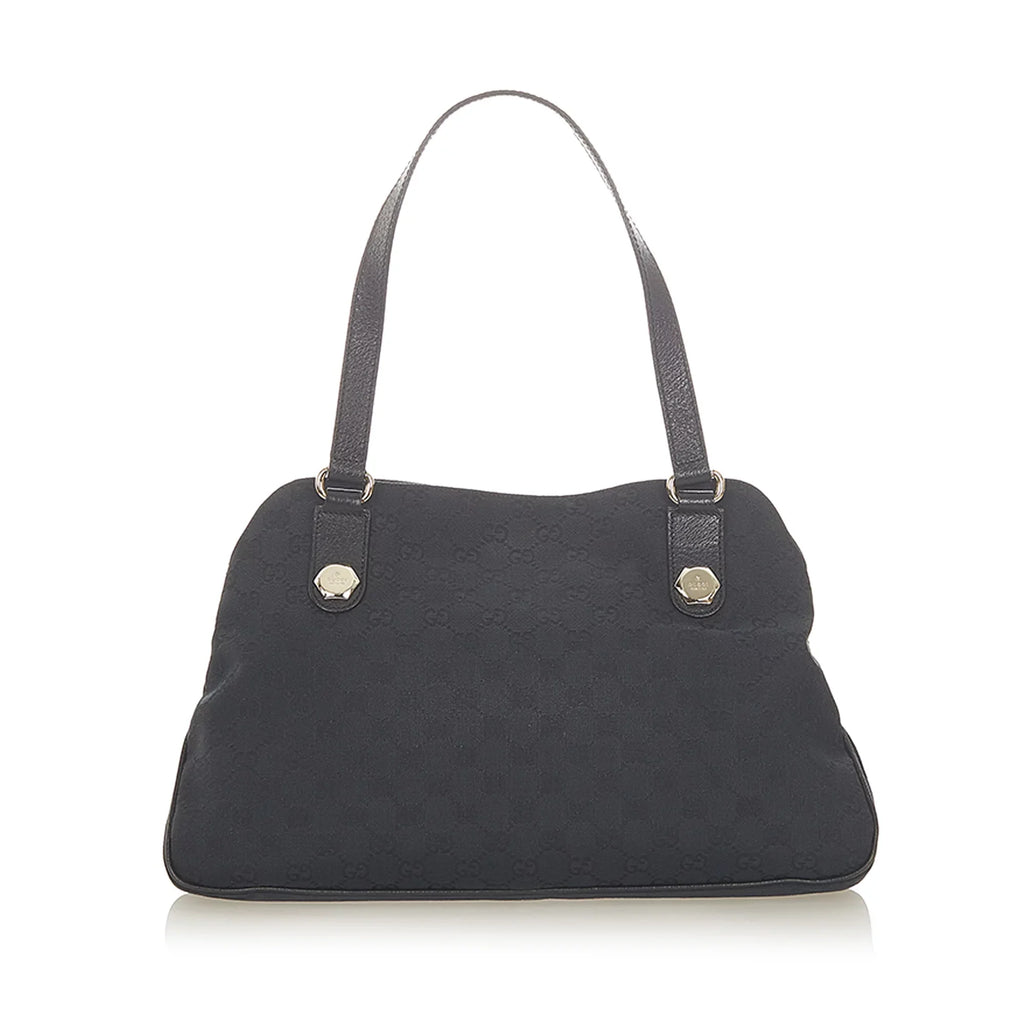 Black (Good) Shoulder GG Pre-Owned Canvas Fabric Bag Women