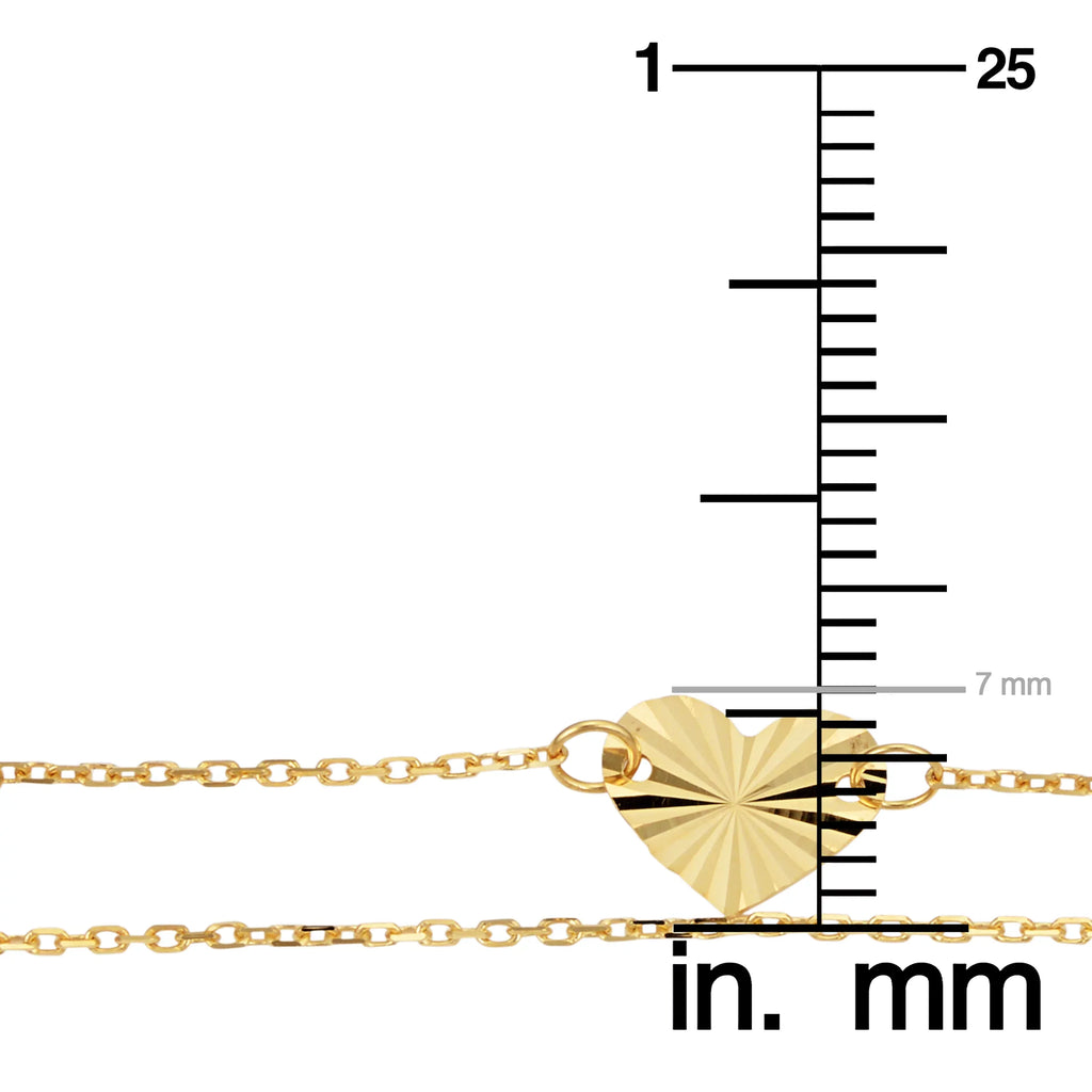 (adjusts 7.5 Diamond-Cut wristband Strand Gold inch) to Double 6.5 Heart or Kooljewelry Yellow 14k