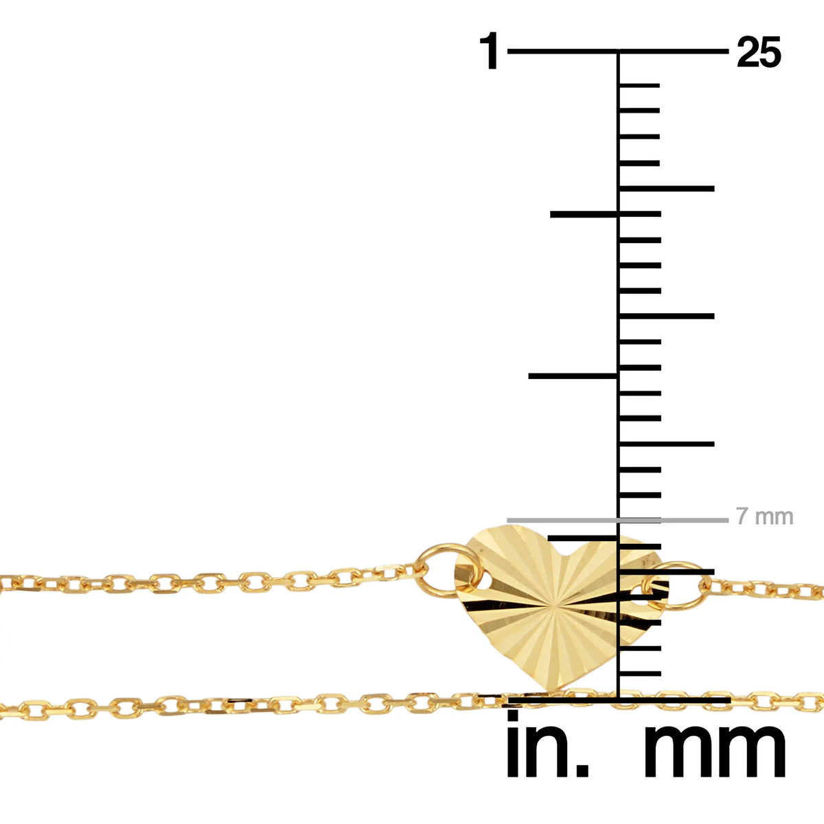 (adjusts 7.5 Diamond-Cut wristband Strand Gold inch) to Double 6.5 Heart or Kooljewelry Yellow 14k
