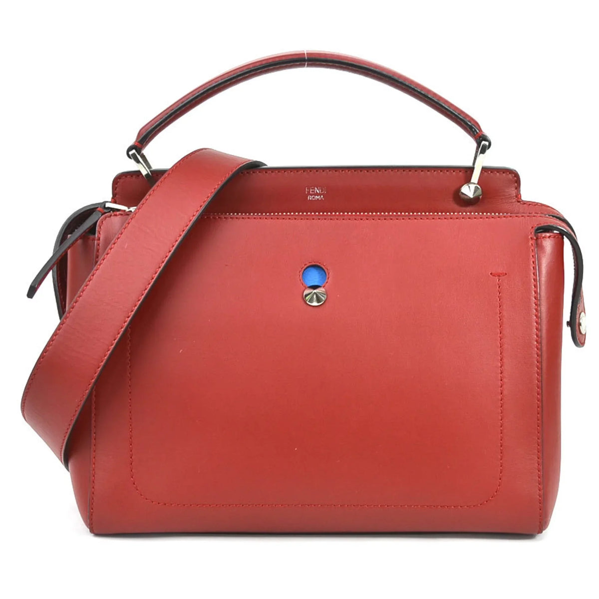 com e55932a ladies Fendi bag leather shoulder red dot (Good) FENDI handbag silver Pre-Owned