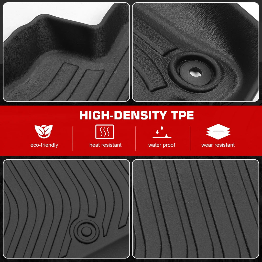 Black Car Liners U11 Cargo Mat Full Anti-Slip with Trunk 2023-2024 All + Ikon Trunk 4PC Weather 3D Motorsports Compatible Interior Floor Waterproof Mats Floor Tray TPE Mats Accessories X1 Set Rear