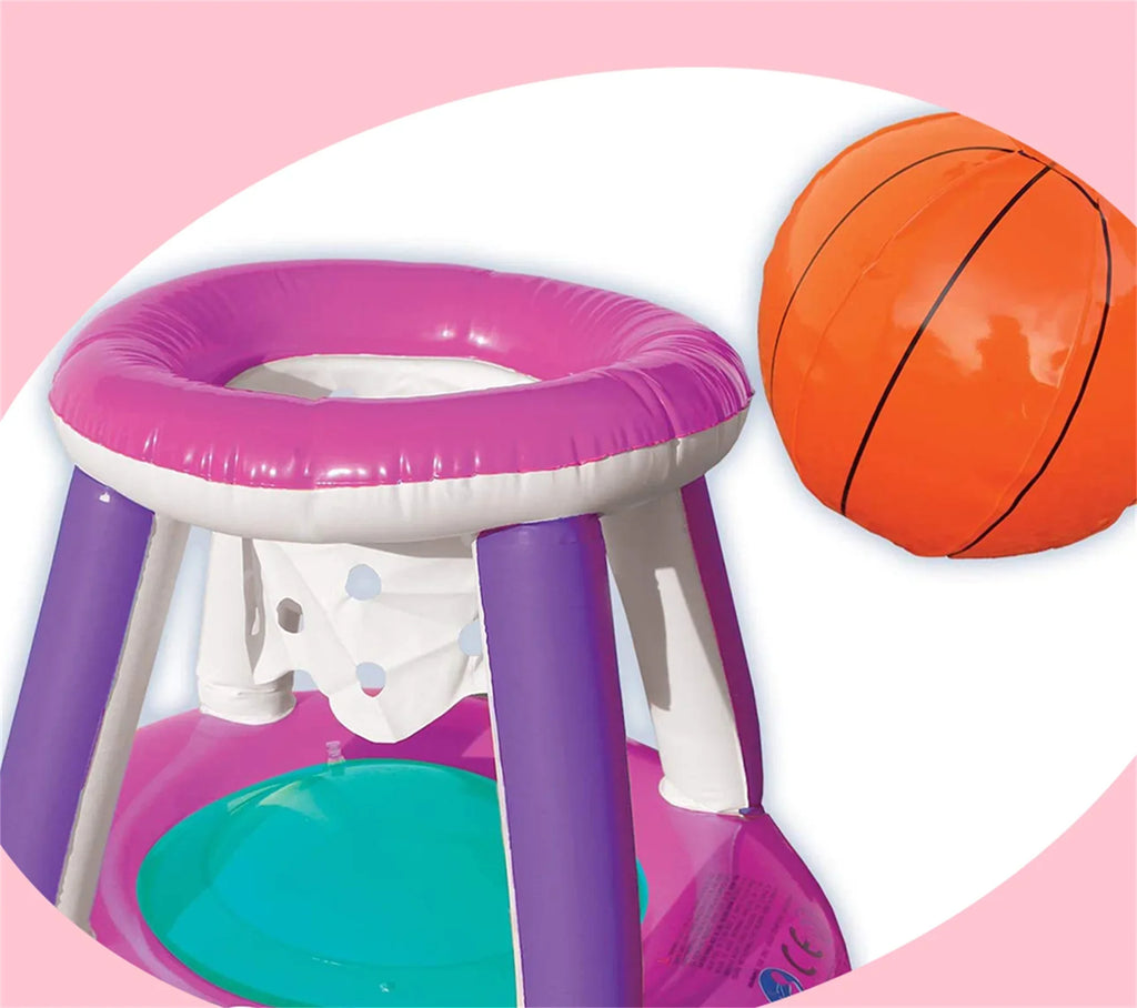 Basketball & Set Float Pool Net Volleyball Inflatable Hoops Pink