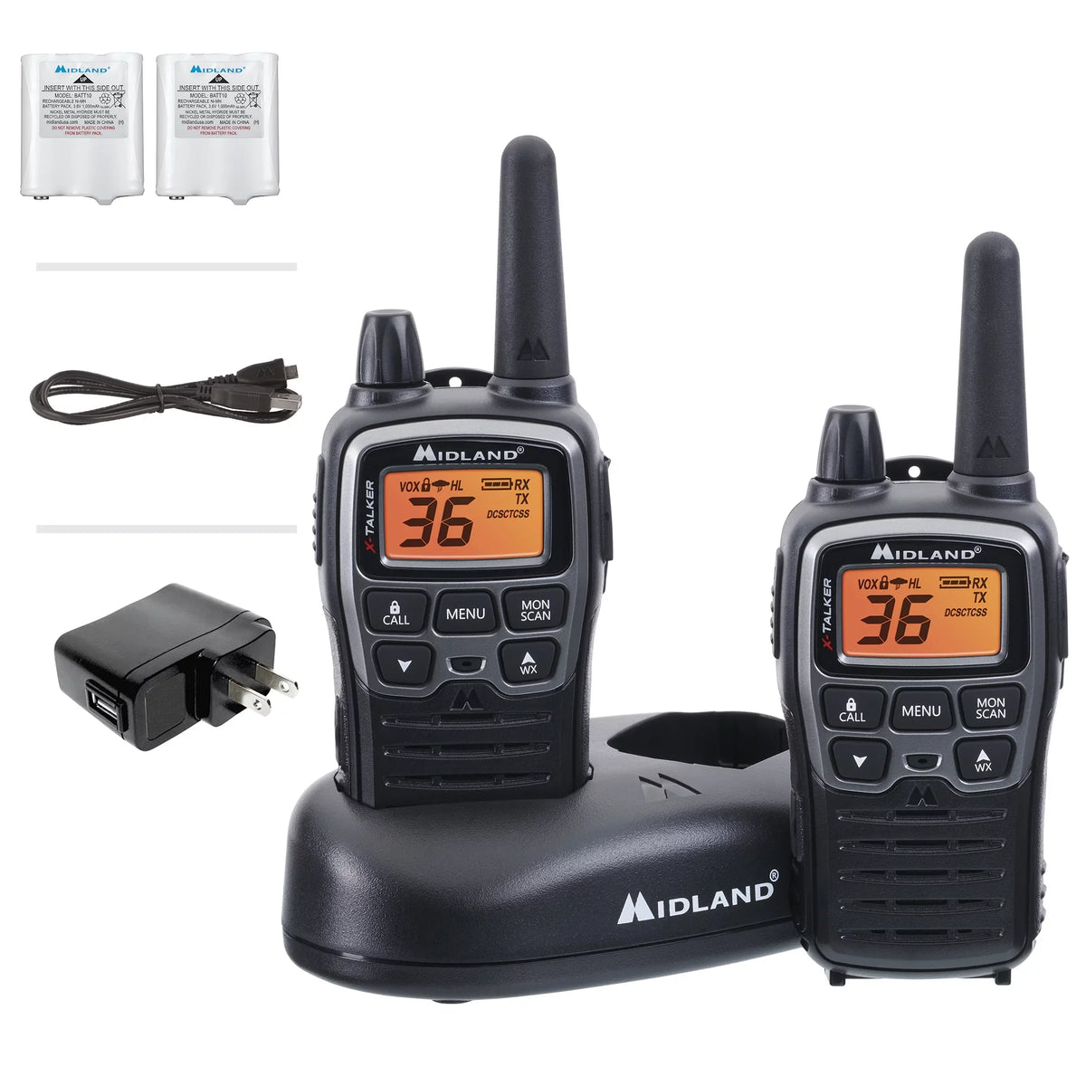 38-mile, Black Walkie Channels, X-Talker bundle Talkies, FRS Radio Midland Two-Way T71VP3 36