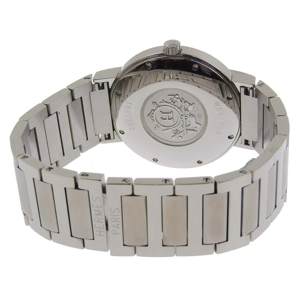 Hermes Steel Pre-Owned Watch White Dial Nomad Silver Stainless Display Quartz (Fair) NO1.710 Men's Made Swiss Analog