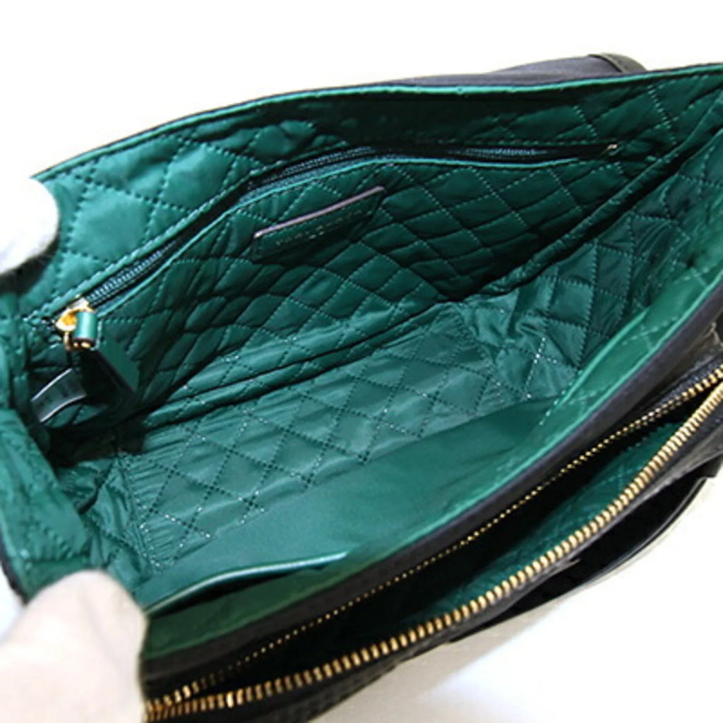 58044 shoulder Burch Pre-Owned Perry ladies black nylon BURCH leather green (Good) Tory TORY bag