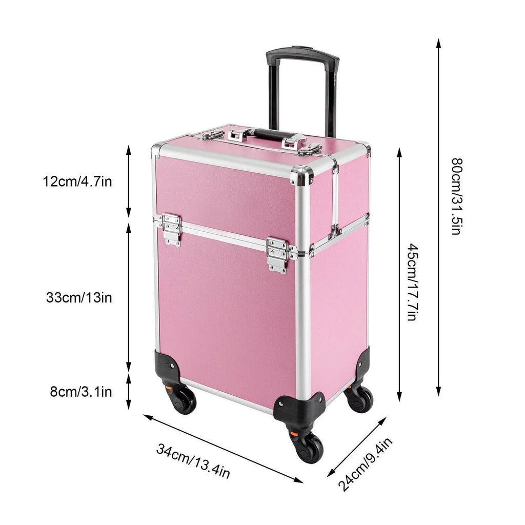 Storage Adjustable Cosmetic Travel Beauty Case for Case Professional Care Barber Miumaeov Train Salon Organizer Case Large Personal Rolling Dividers Cosmetic Makeup Trolley