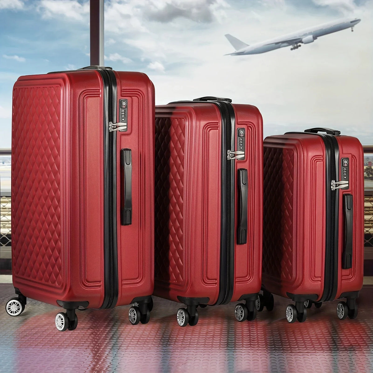 Luggage For Cases With Travel Hard Spinner Minimalist Trip, Shell Red Outdoor Wheels
