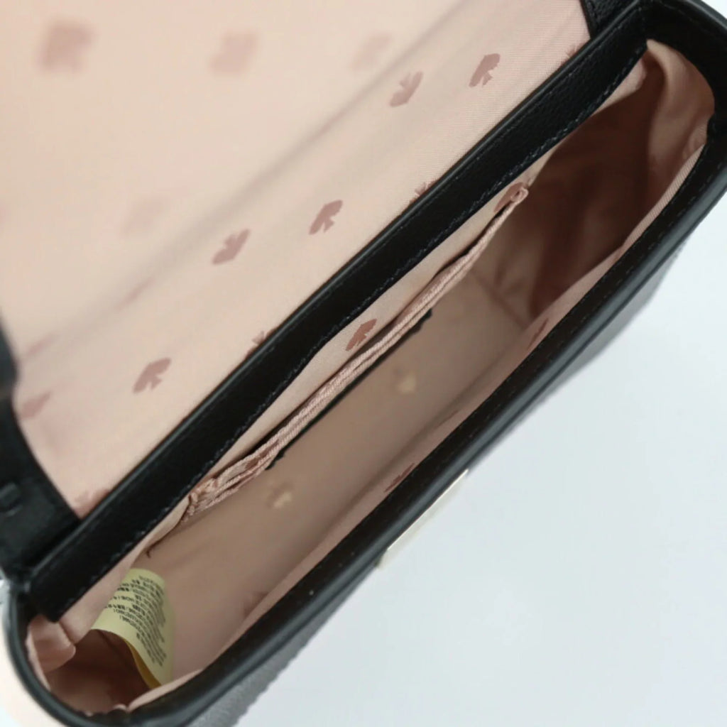 (Good) shoulder grommet Spade black Patternson Pre-Owned handbag punching WKRU5899 bag gold leather Kate beige drive hardware pink 2WAY Maisy