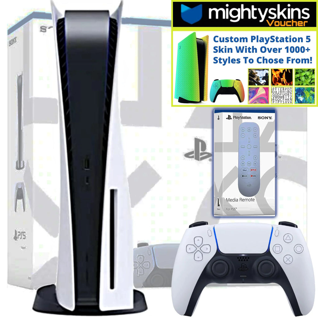Custom Console Bundle Media 5 MightySkins Voucher PlayStation & With Skin Bundle Limited Disk Edition PS5 Remote PS5