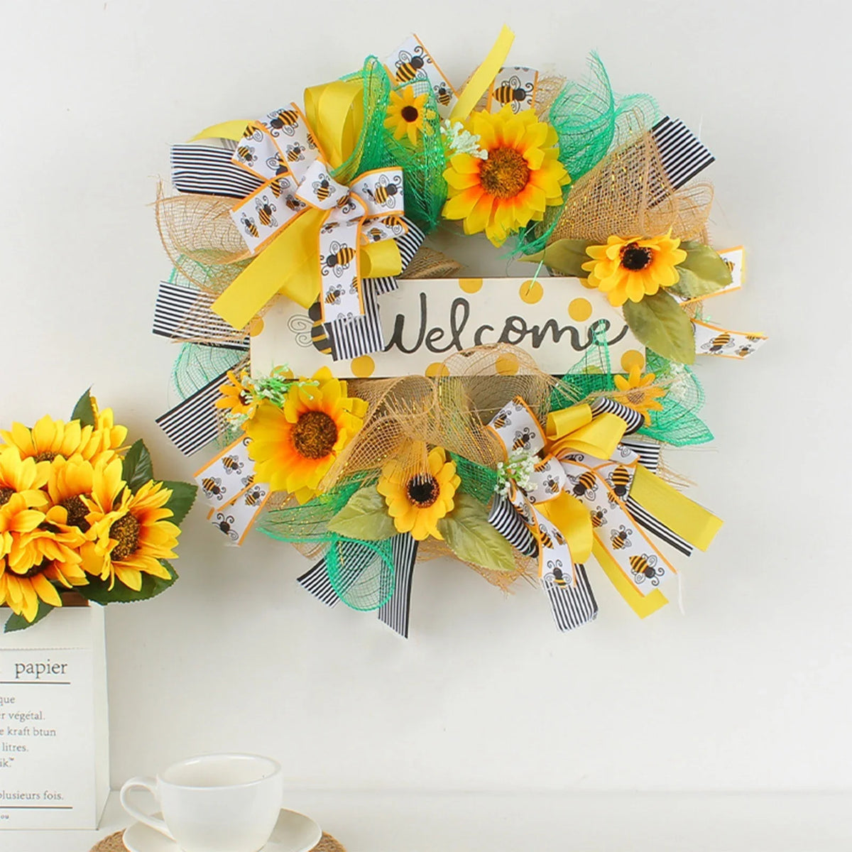 Decoration Sash Festival Home Wreath Silk Wreath Scarf Pendant Garland Monogram Bee