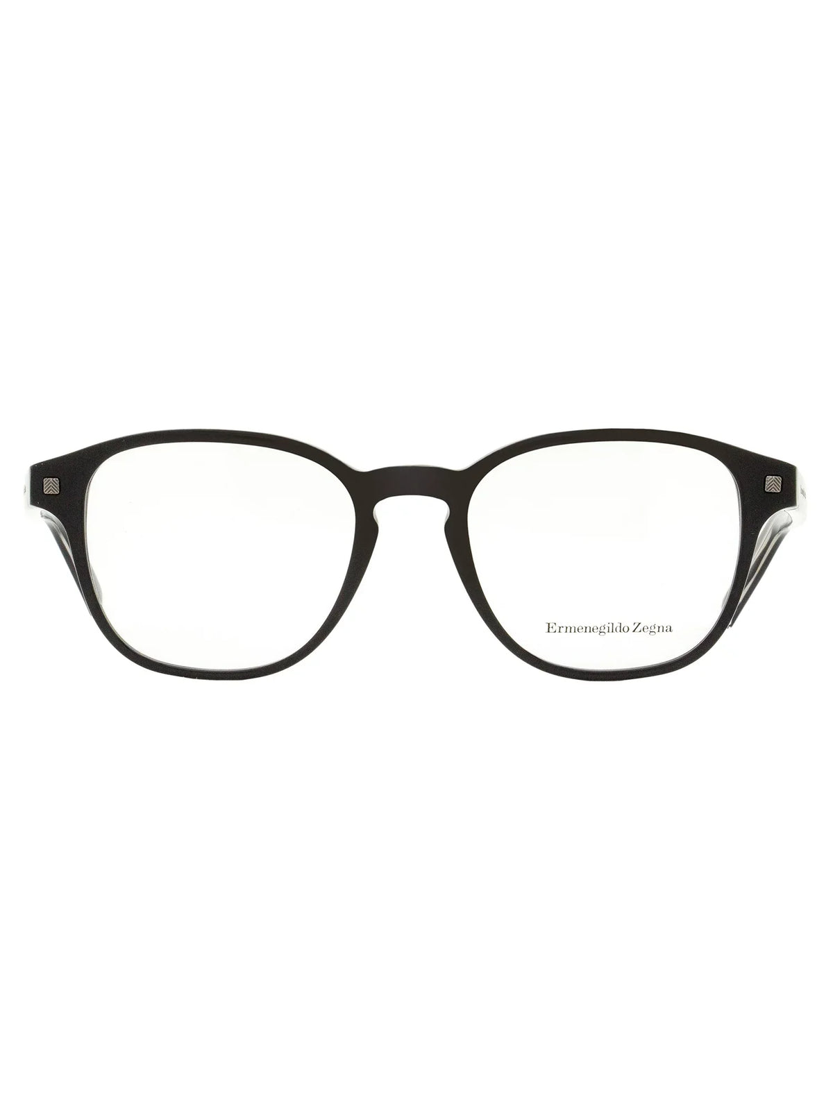 Rim Crystal Zegna Full Eyeglasses Shiny and Black Black/Shiny Ermenegildo EZ5169 Round