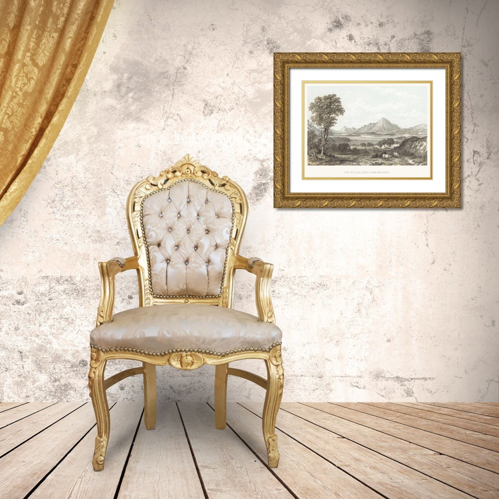 View Framed with 14x12 Ornate Print Art Gold Loch Unknown Titled Wood Museum Lomond Double of - Matting