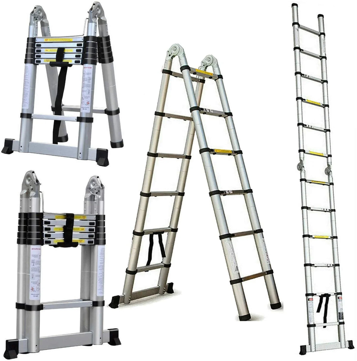 Dayplus 12.5FT/3.8M Portable Aluminum A-Frame Ladder Telescoping Extension Ladder Multi-Purpose Folding