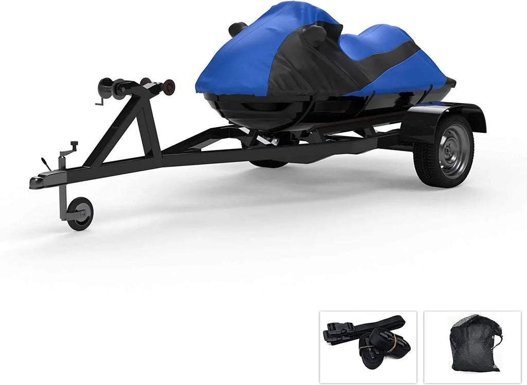 Weatherproof Weather from - Jet - Rain Trailer STS Contour Protect Color Straps Ski for Storage & All 900 Bag - Custom Includes Trailerable Cover - Blue/Black & Fit Kawasaki Sun! 2001-2002