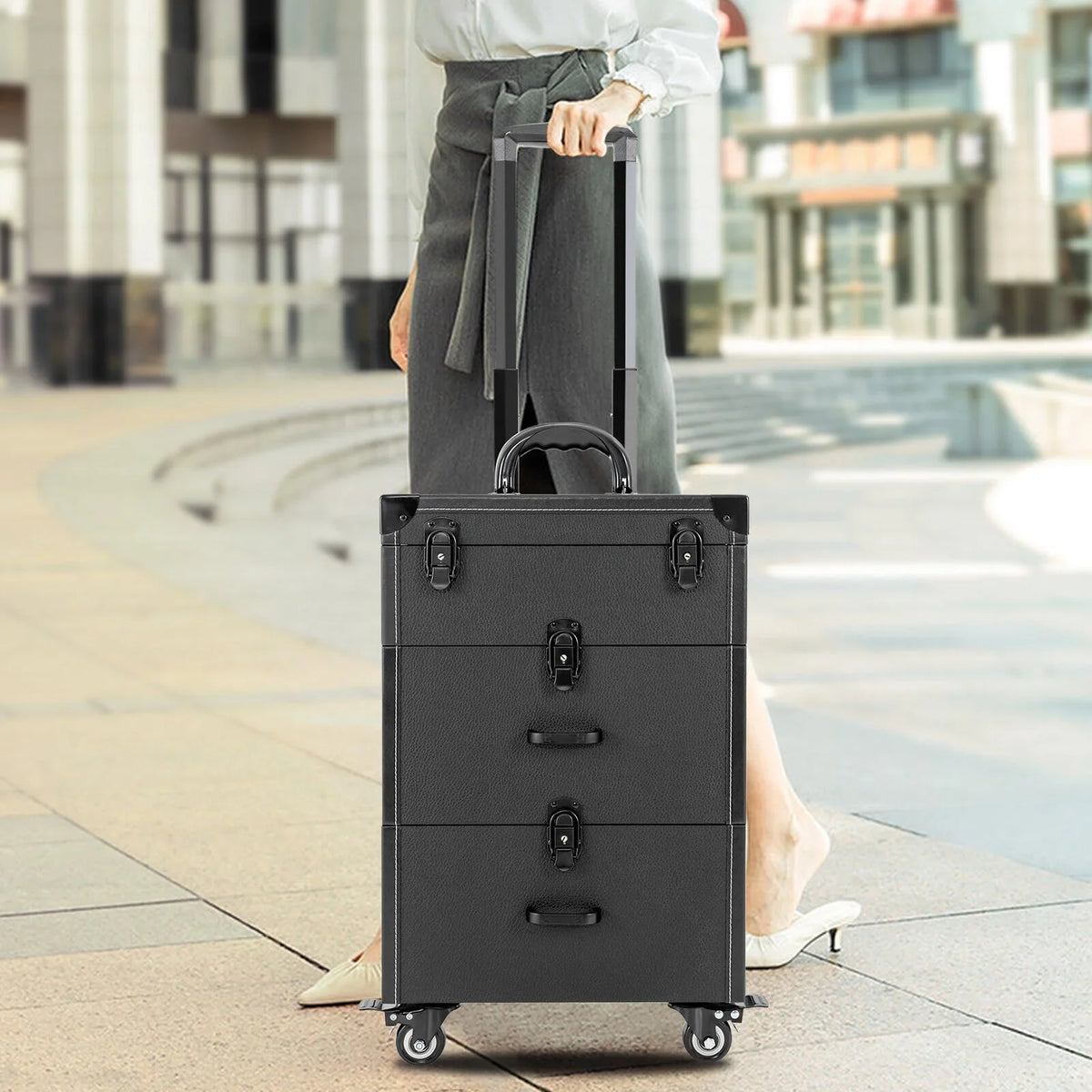 Luggage Case Miumaeov Storage Nail Polish Organizer Box Cosmetic Professional Train Rolling Makeup Trolley