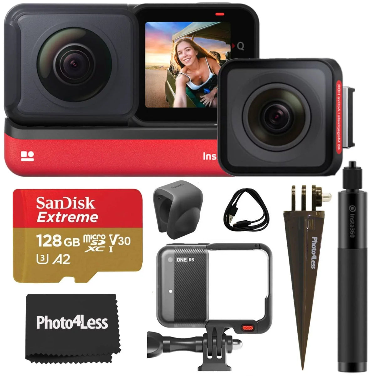 Camera SD RS Spike Cloth + 70cm Edition 128GB Action Mount Insta360 Stick Card + + Twin + ONE Selfie