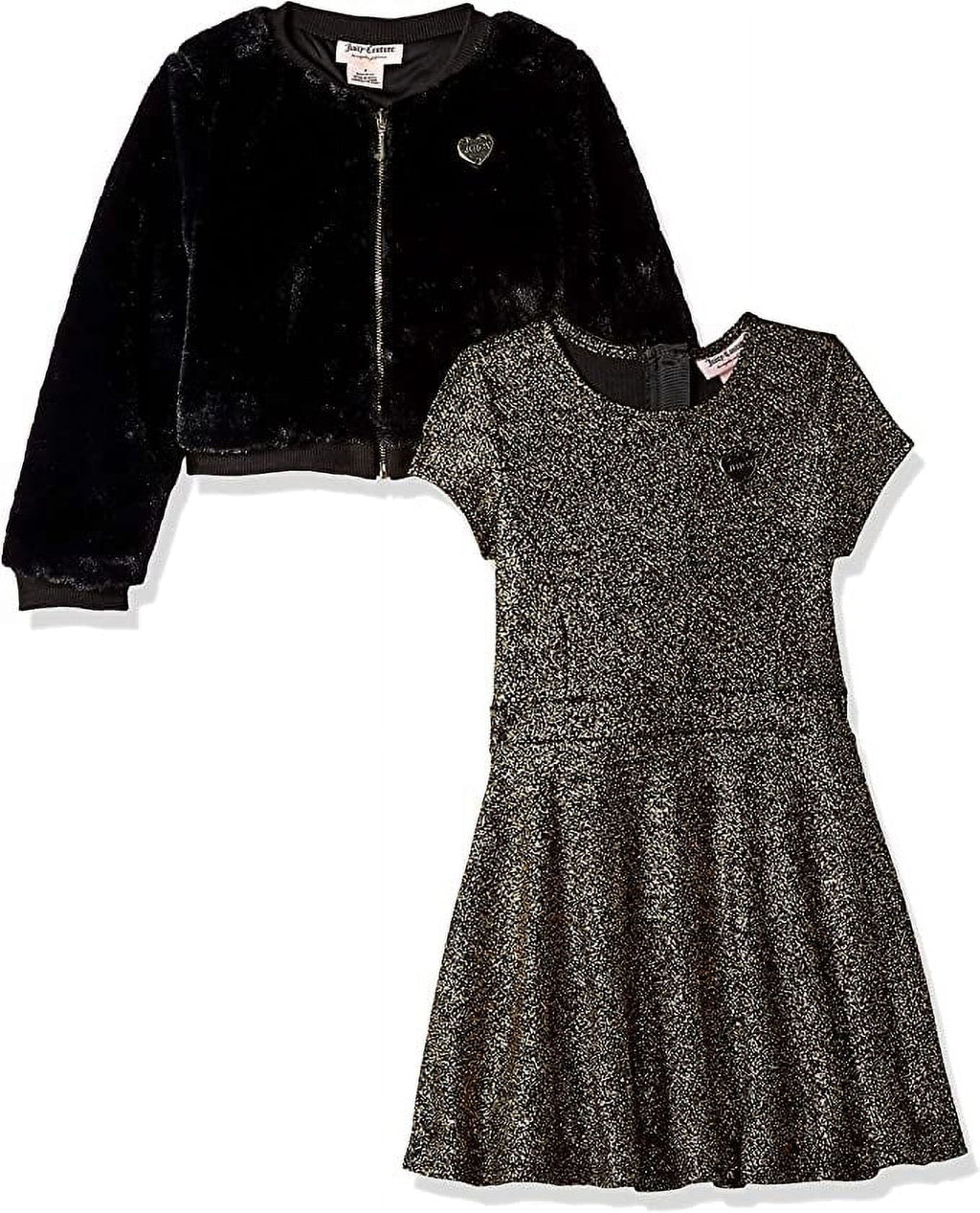 Girls' 3T Gold Juicy 2 Dress Couture Set, Toddler Pieces Print/Black,