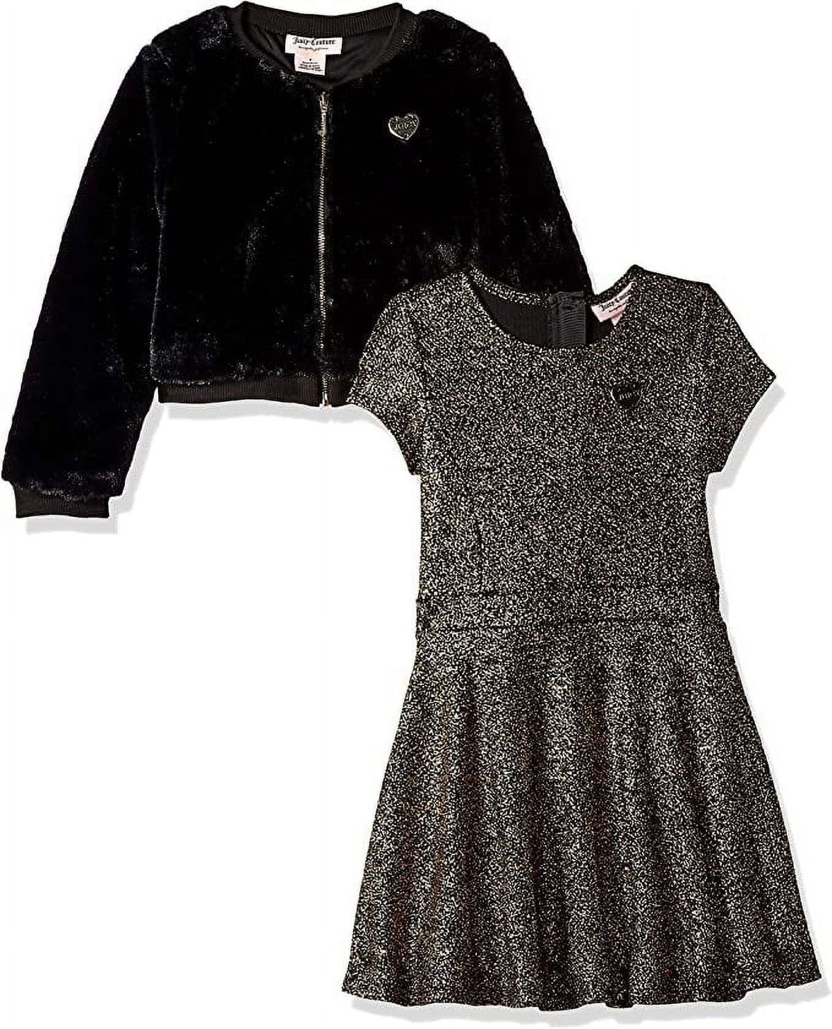 Girls' 3T Gold Juicy 2 Dress Couture Set, Toddler Pieces Print/Black,