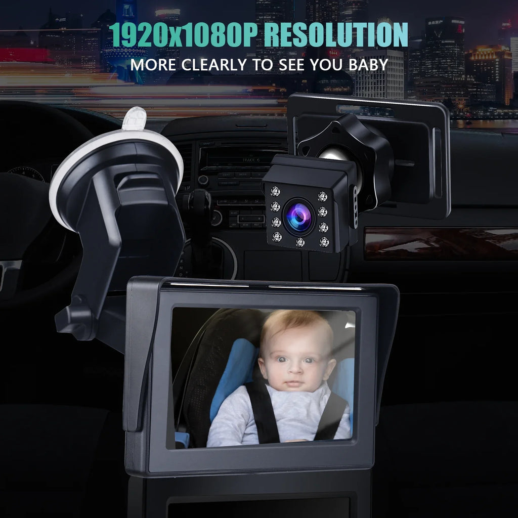 View Camera Clear Crystal Seat Car Car Inch Car Baby Night with Angle Safety Length Vision Mirrors Mirror Cameras Cable Adjustable Baby 1080P Monitored 4.3 Mirror Long 5M Wide