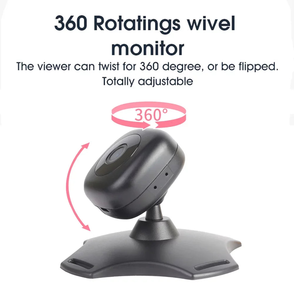 360° WiFi Night Vision Car Camera, Mirror Powered Car Baby Tomshoo Rotation Monitor Baby USB