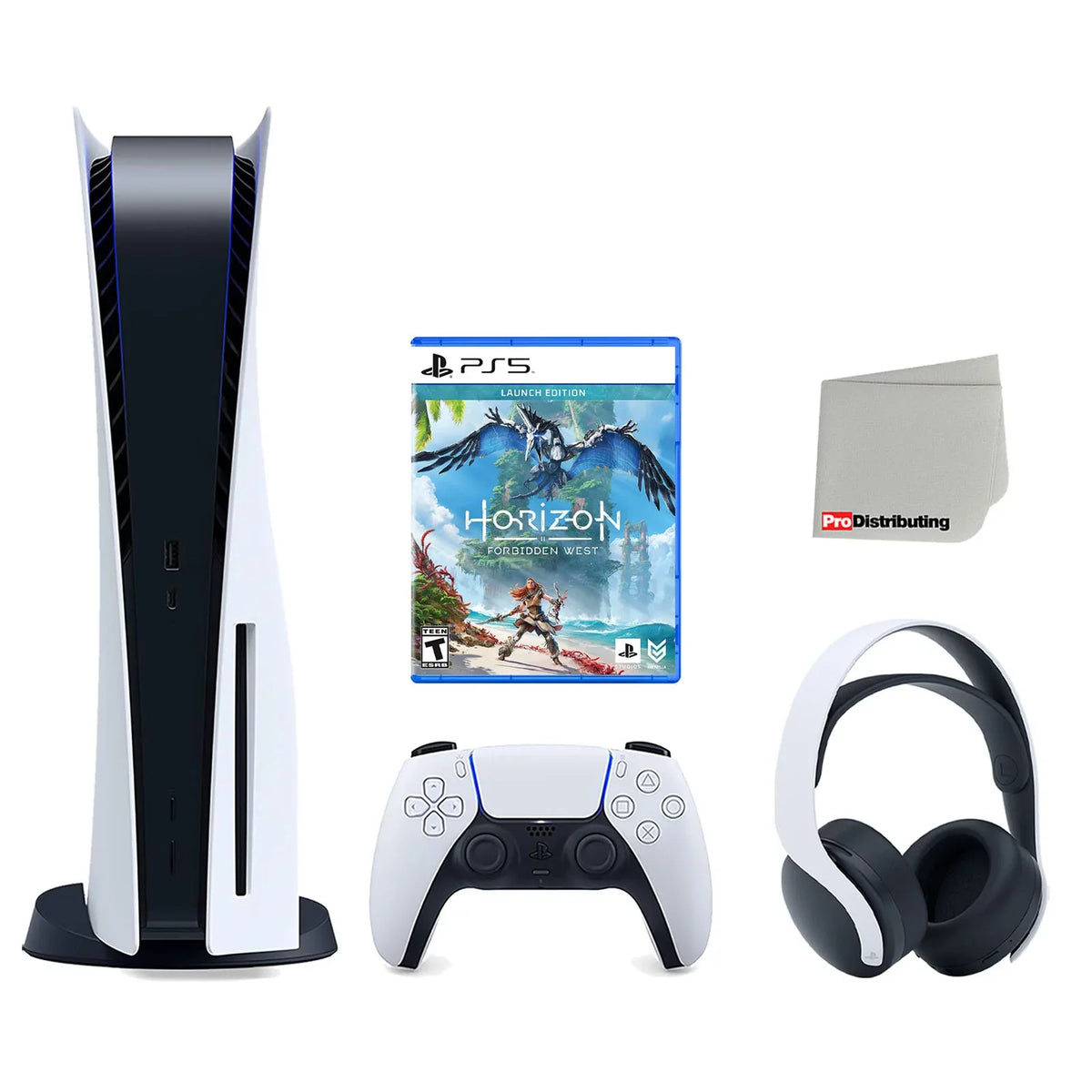 3D with PULSE West and Cleaning White Cloth Version Console Headset, Forbidden Playstation 5 Horizon Disc
