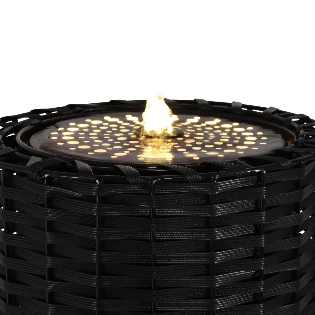 Lights Plastic Cylinder Fountain 20.5" with - Sunnydaze LED Wicker