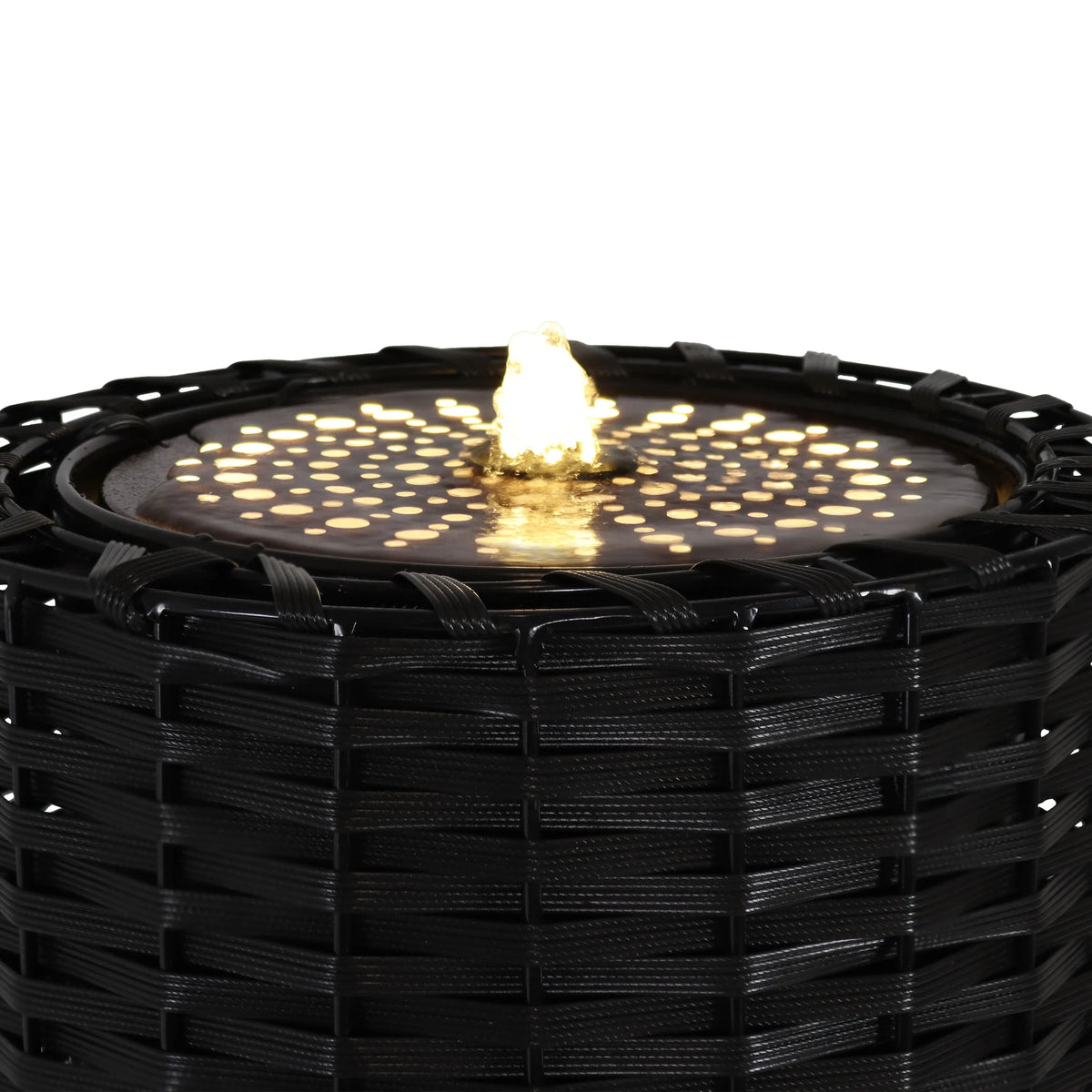 Lights Plastic Cylinder Fountain 20.5" with - Sunnydaze LED Wicker