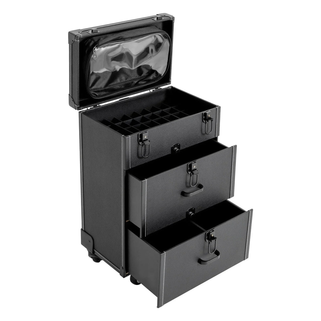 Luggage Case Miumaeov Storage Nail Polish Organizer Box Cosmetic Professional Train Rolling Makeup Trolley